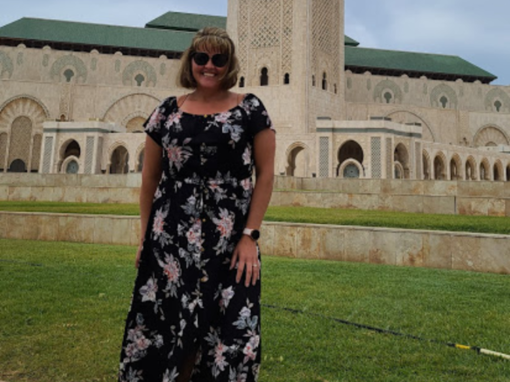 Cathy at the mosque