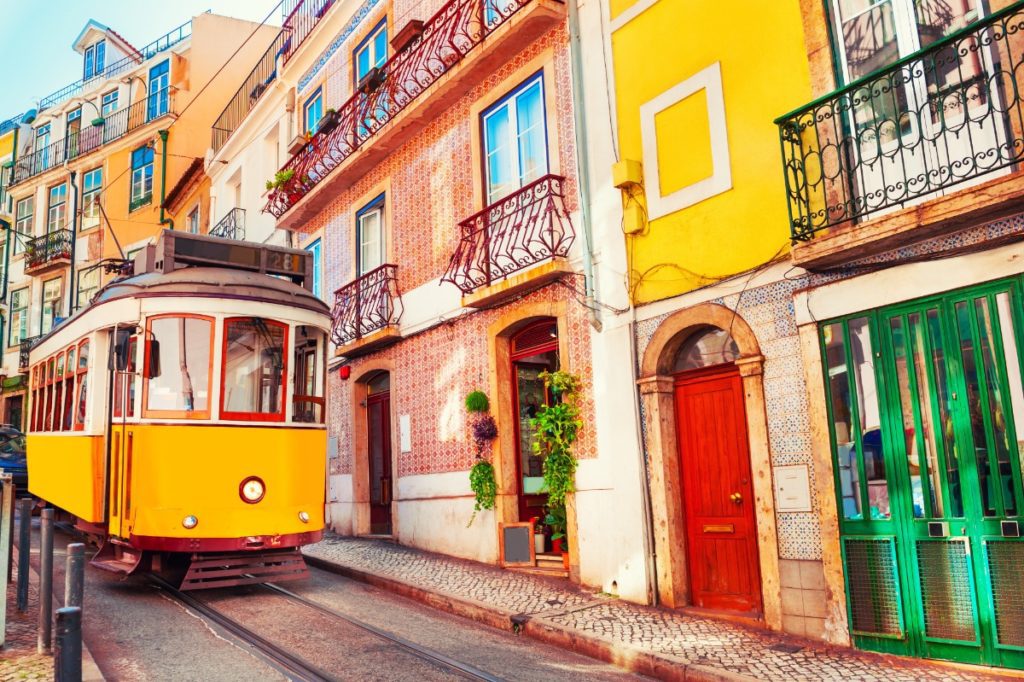 Lisbon yellow tram