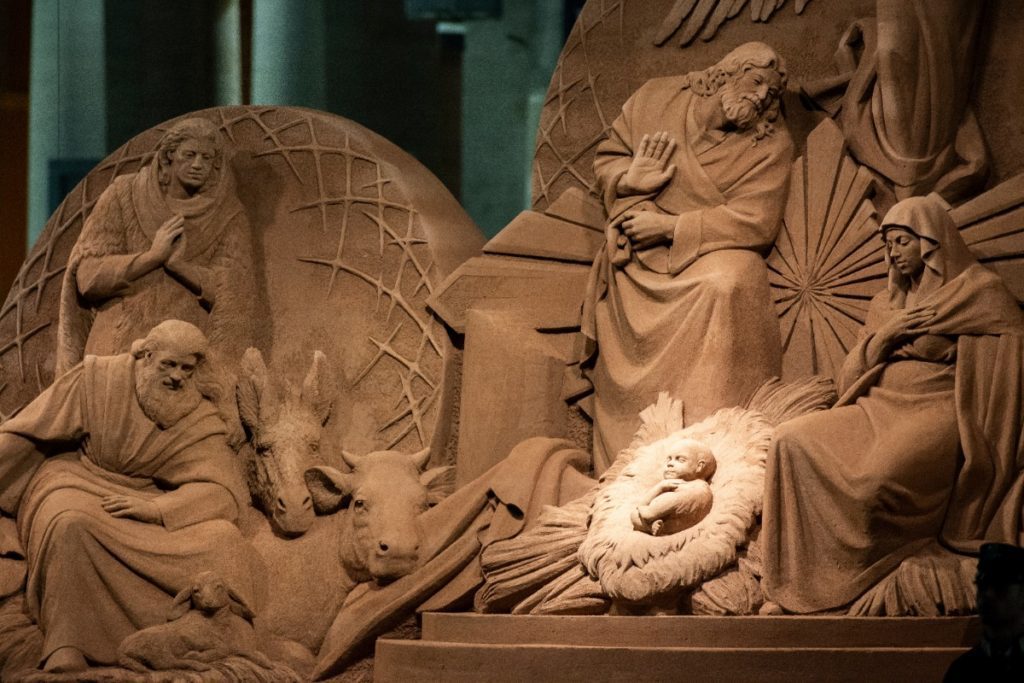Vatican Nativity scene in sand