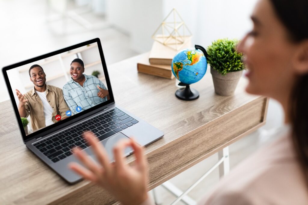 Custom travel planning consultation via video call with a Fort Collins luxury travel advisor, helping clients plan a dream vacation