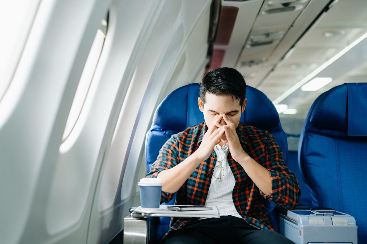 That mid-flight moment when jet lag catches up with you, exactly the fog this blog explains how to fight back against